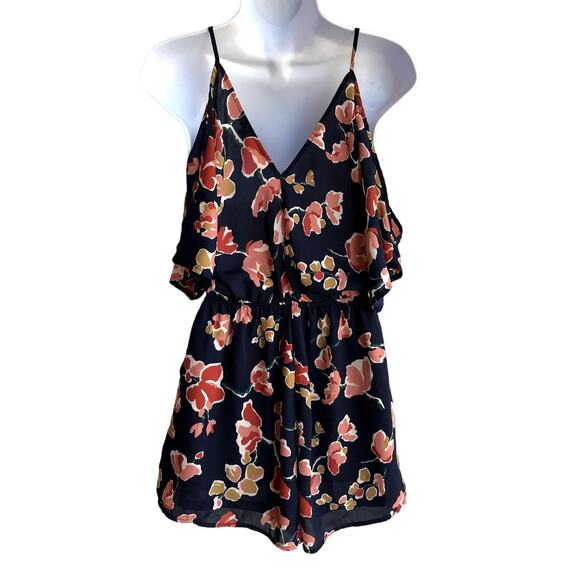 ASTR Off Shoulder with Spaghetti Straps Multi Color Floral Romper size M - Picture 2 of 9